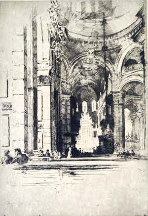 Joseph Pennell - Kerkinterieur verkocht voor € 60!