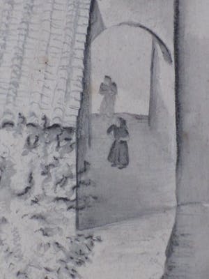 Lode Sengers - San Gimignano straatbeeld - Tekening kopen? Bied vanaf 150!