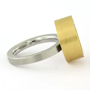CARL DAU – stalen ring en 18k gouden bovenzijde met briljant geslepen diamant kopen? Bied vanaf 710!