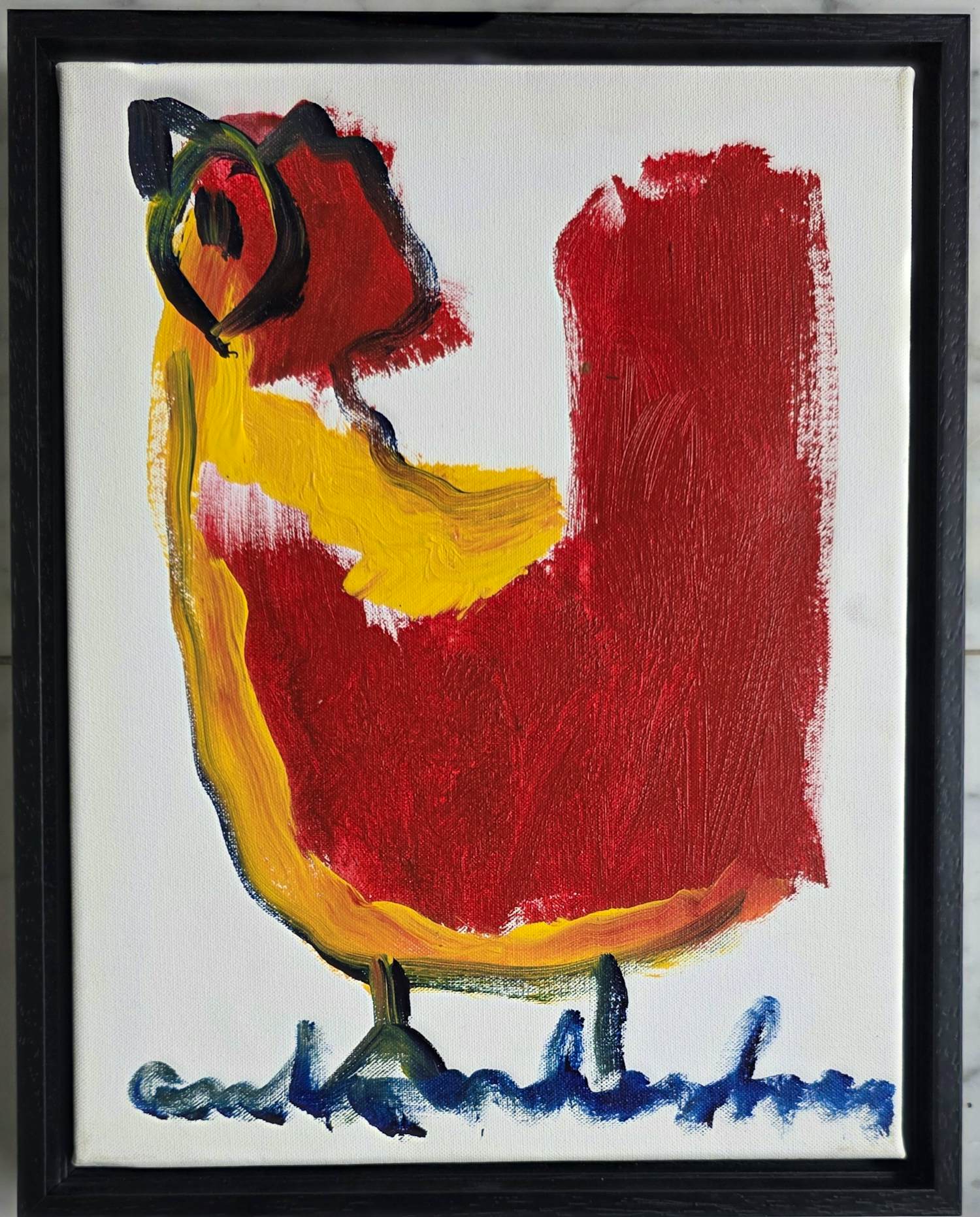 Anton Heyboer - Kip in rood en geel verkocht voor € 350!