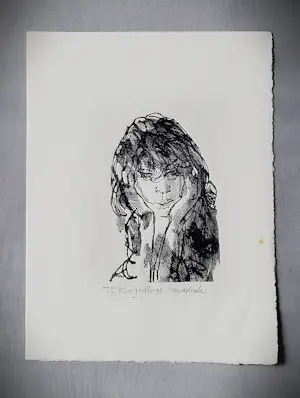Theo Kurpershoek - monochr. litho "met de handen in het haar" - handdruk - potloodgesigneerd kopen? Bied vanaf 38!