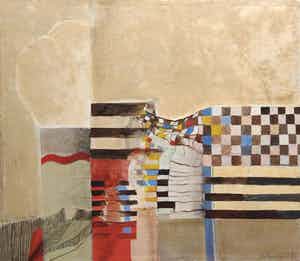 Jo Manders - 'Kompositie II' - Olieverf 1974 verkocht voor € 350!