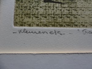 Helen van der Deen - Ets/Aquatint, Titel, " trampoline ". kopen? Bied vanaf 35!
