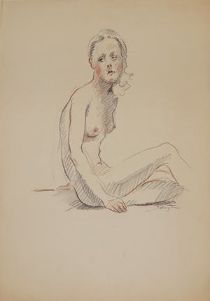 Jan Sluijters (jr.) - Tekening, Zittend naakt op de grond kopen? Bied vanaf 40!