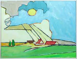 Paul Overhaus - Olieverf op doek, Noord-Holland I - Ingelijst verkocht voor € 70!