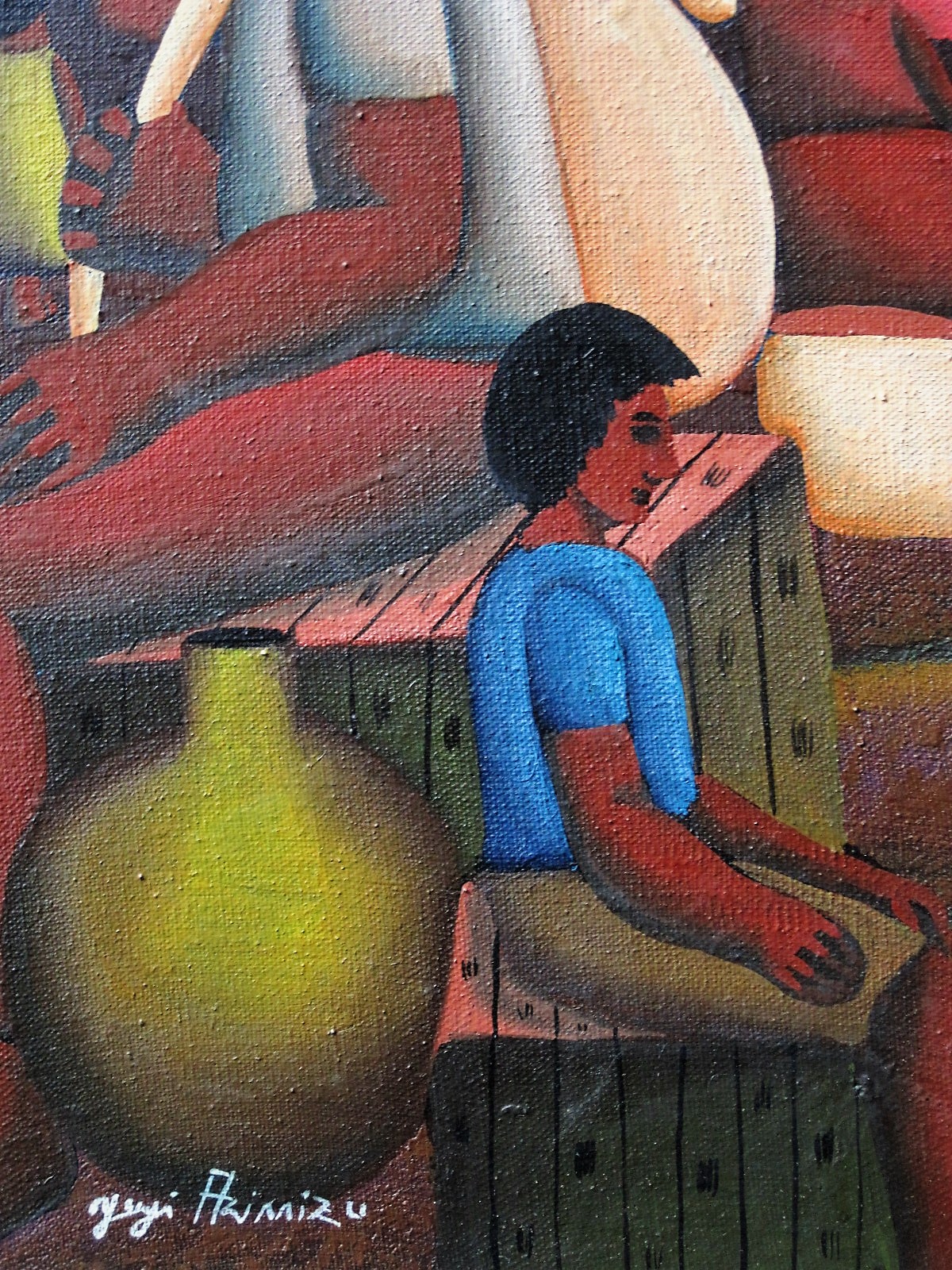 Niet of onleesbaar gesigneerd - Braziliaanse naieve kunst "op de Markt in Rio" gesigneerd kopen? Bied vanaf 1!