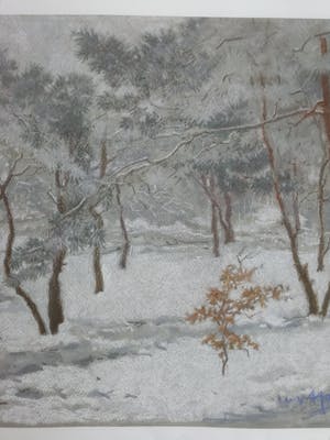 Wim van Ham - Wintergezicht. Dennenbos in de sneeuw. kopen? Bied vanaf 1!