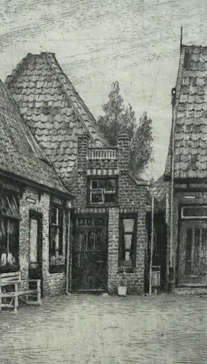 Maarten Langbroek - handgesigneerde ets | 'Texel - Oosterend' (INGELIJST) kopen? Bied vanaf 10!