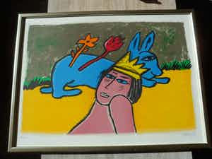 Corneille - Zeefdruk: La reine du Monde - 1998. verkocht voor € 225!