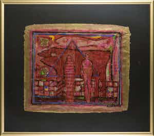 Eric Toebosch - Zeefdruk, Zonder titel - Ingelijst verkocht voor € 35!