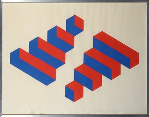 Jan Dibbets - Zeefdruk, Geometrische compositie - Ingelijst kopen? Bied vanaf 50!