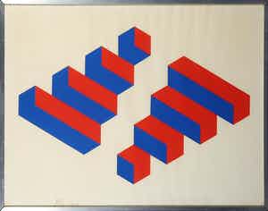 Jan Dibbets - Zeefdruk, Geometrische compositie - Ingelijst verkocht voor € 50!