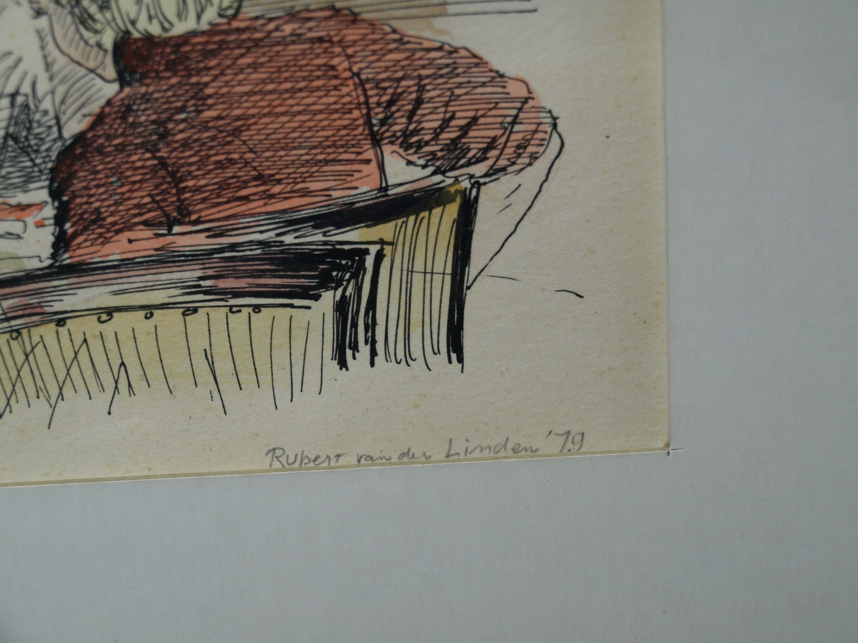 Rupert van der Linden - 4x Aquarel en pentekening , Mensen 9 – gesigneerd & ingelijst - 1979 kopen? Bied vanaf 50!