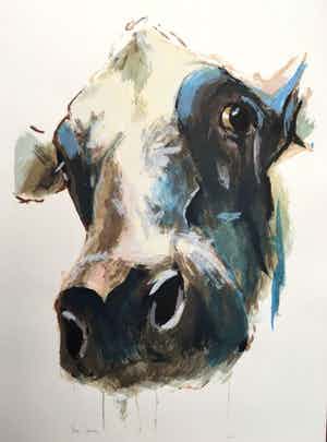 Theo Onnes - Hollandse koe II (ingelijst) verkocht voor € 90!