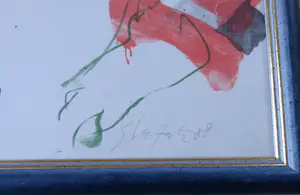 Ger Lataster - ABSTRACTE FIGUREN / KLEURLITHO / 69x55cm / KADER / SIG / 1988 kopen? Bied vanaf 60!