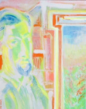 Joe Wols - Acryl op karton, Zelfportret februari '90 kopen? Bied vanaf 1!