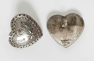 Grote sterling zilveren oorbellen hart vorm, Taxco, Mexico. kopen? Bied vanaf 55!