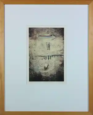 Veerle Rooms - Ets (staal diepdruk) op papier, Tekens in het zand - Ingelijst verkauft für € 40!