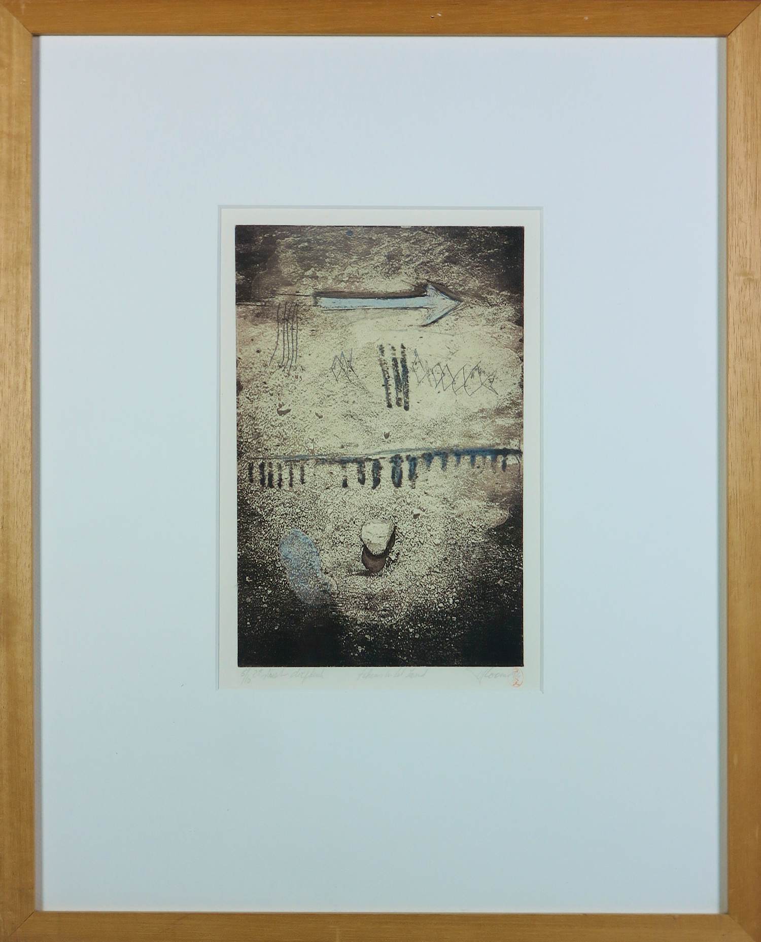 Veerle Rooms - Ets (staal diepdruk) op papier, Tekens in het zand - Ingelijst kopen? Bied vanaf 35!