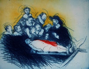 Ronald Tolman - Ets/Aquatint - De anatomische les - 1985 kopen? Bied vanaf 90!