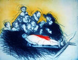 Ronald Tolman - Ets/Aquatint - De anatomische les - 1985 verkocht voor € 90!