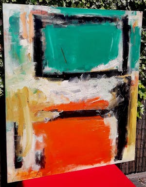 Adine Engelman - Abstracte compositie, olieverf op doek (groot!) kopen? Bied vanaf 750!