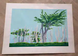 Sees Vlag - Zeefdruk: Bomen l'ile - Grande - 1971 verkauft für € 60!