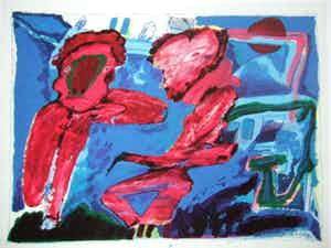 Lucebert - Grote gemengde techniek. 100 x 75 cm. Gecertificeerd. verkocht voor € 2950!