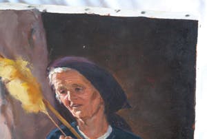 Niet of onleesbaar gesigneerd - Olieverf op doek, “Vecchia che fila” (Spinnende oude vrouw) - Italië kopen? Bied vanaf 1!