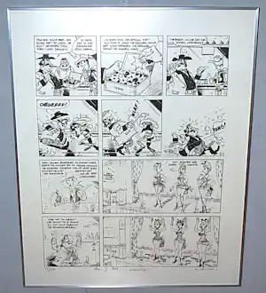 Morris - zeefdruk (uit Lucky Luke nr. 3 'Dalton City')- gesigneerd, opdracht en genummerd verkocht voor € 125!