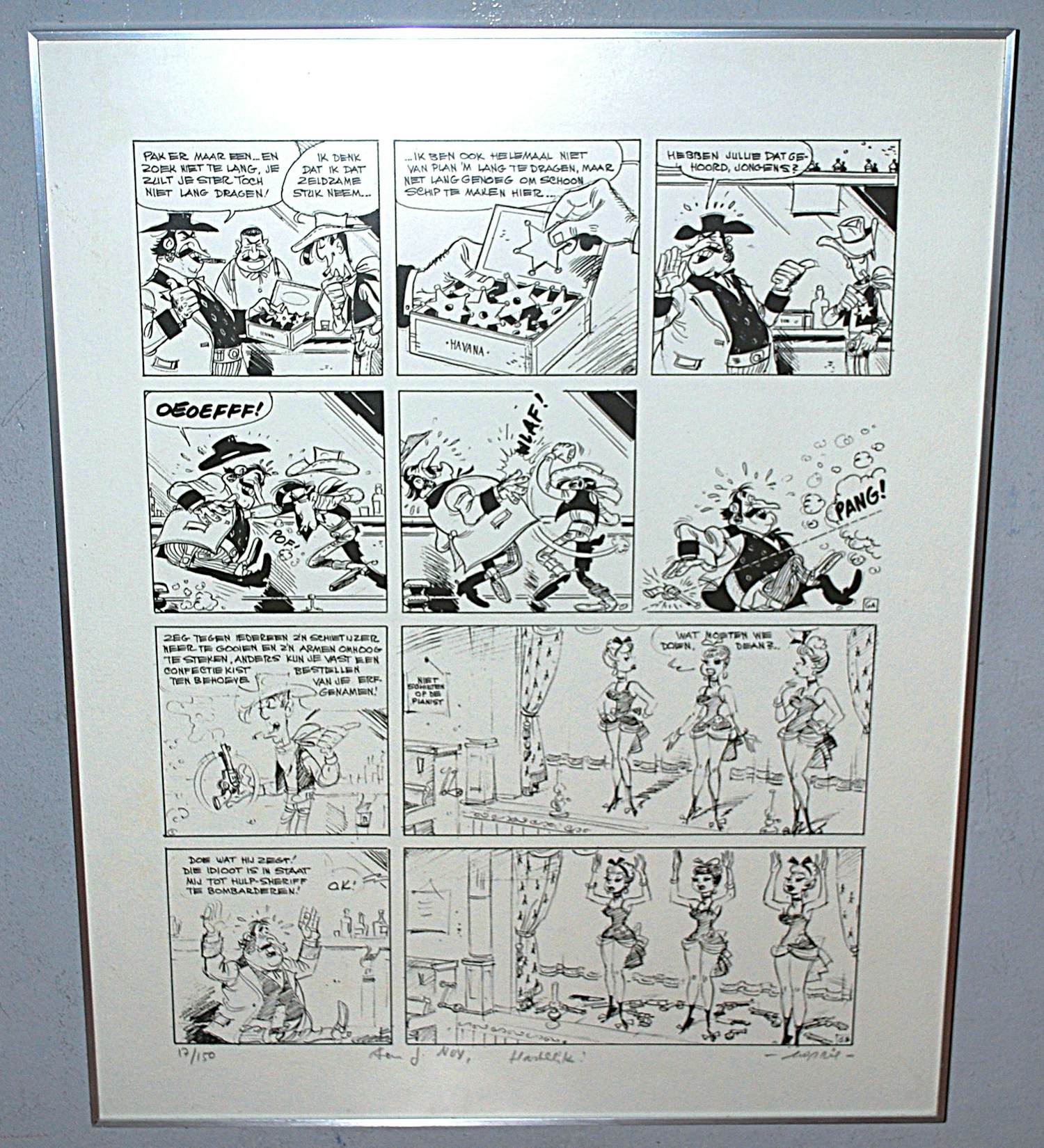Morris - zeefdruk (uit Lucky Luke nr. 3 'Dalton City')- gesigneerd, opdracht en genummerd kopen? Bied vanaf 125!