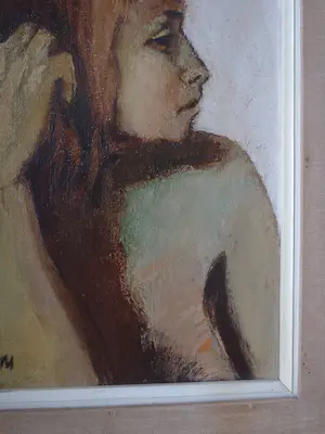 Niet of onleesbaar gesigneerd - Mooie jonge vrouw ca 1960 - Janssens ? kopen? Bied vanaf 1!