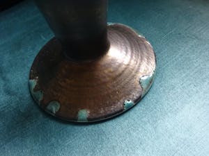 Pieter Groeneveldt - Mushroom kandelaar in Pruisisch blauw- turquoise- craquele kopen? Bied vanaf 50!