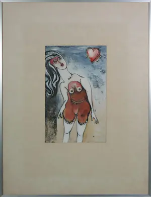 Ans Wortel - Uniek werk op papier (gouache), Zonder titel - Ingelijst kopen? Bied vanaf 50!