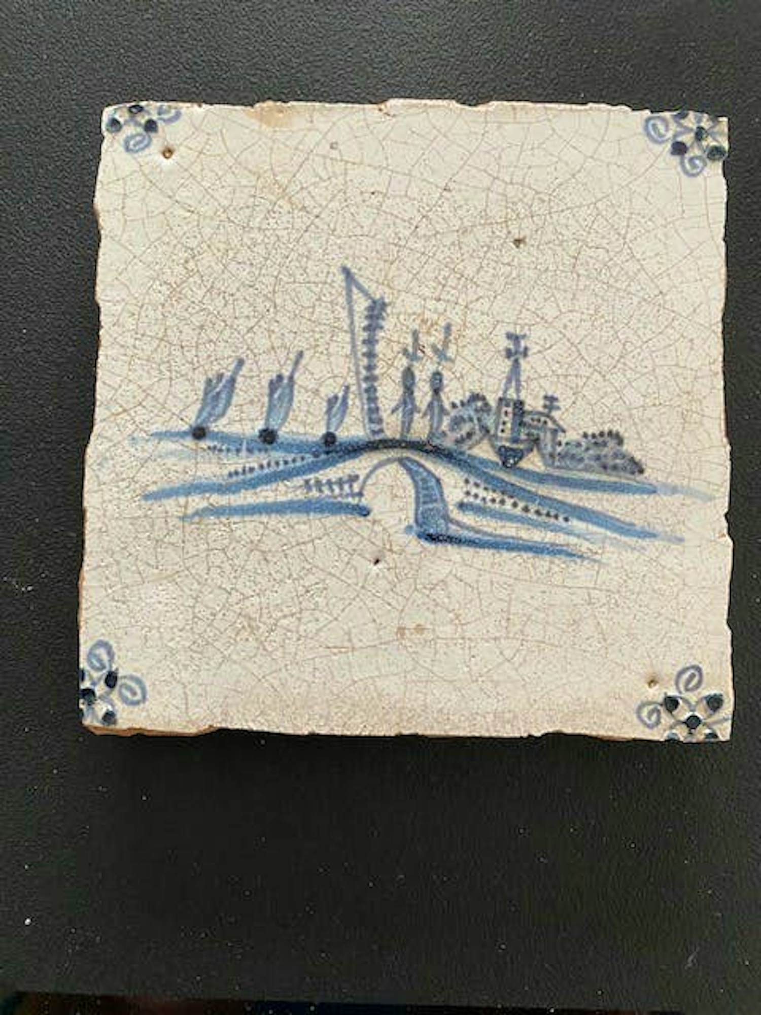 Keramiek overige - Antieke tegel Delfts Blauw Landschap kopen? Bied vanaf 28!