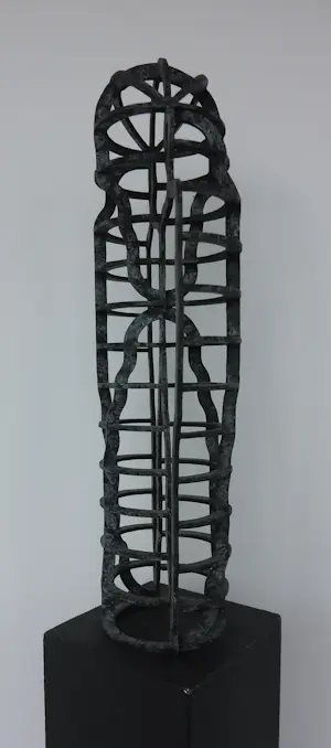 Peter Jansen - Bronzen beeld op houten sokkel, Twee figuren kopen? Bied vanaf 500!