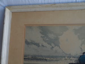 Ferdinand Luigini - Grote ingelijste ets en aquatint , Boer op dijk – gesigneerd – 1926 kopen? Bied vanaf 1!