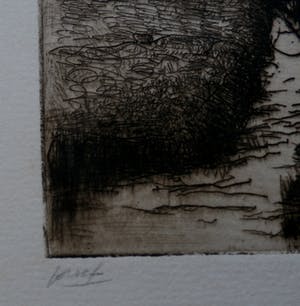 Frederika Broeksmit - Ets: Slootje met een rijtje knotwilgen in een landschap kopen? Bied vanaf 50!