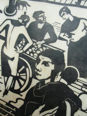 Wim Oepts - MARKTSCENE /// HOUTSNEDE VAN WIM OEPTS kopen? Bied vanaf 110!