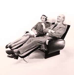 Paul Huf - Foto op dibond, Nieuwe stoelen van KLM 1957 verkocht voor € 1!