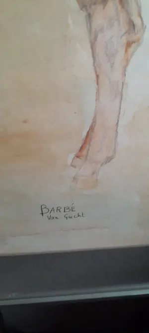 Wilhelmina Barbe-Van Gucht - Grote realistische aquarel - Paarden kopen? Bied vanaf 300!
