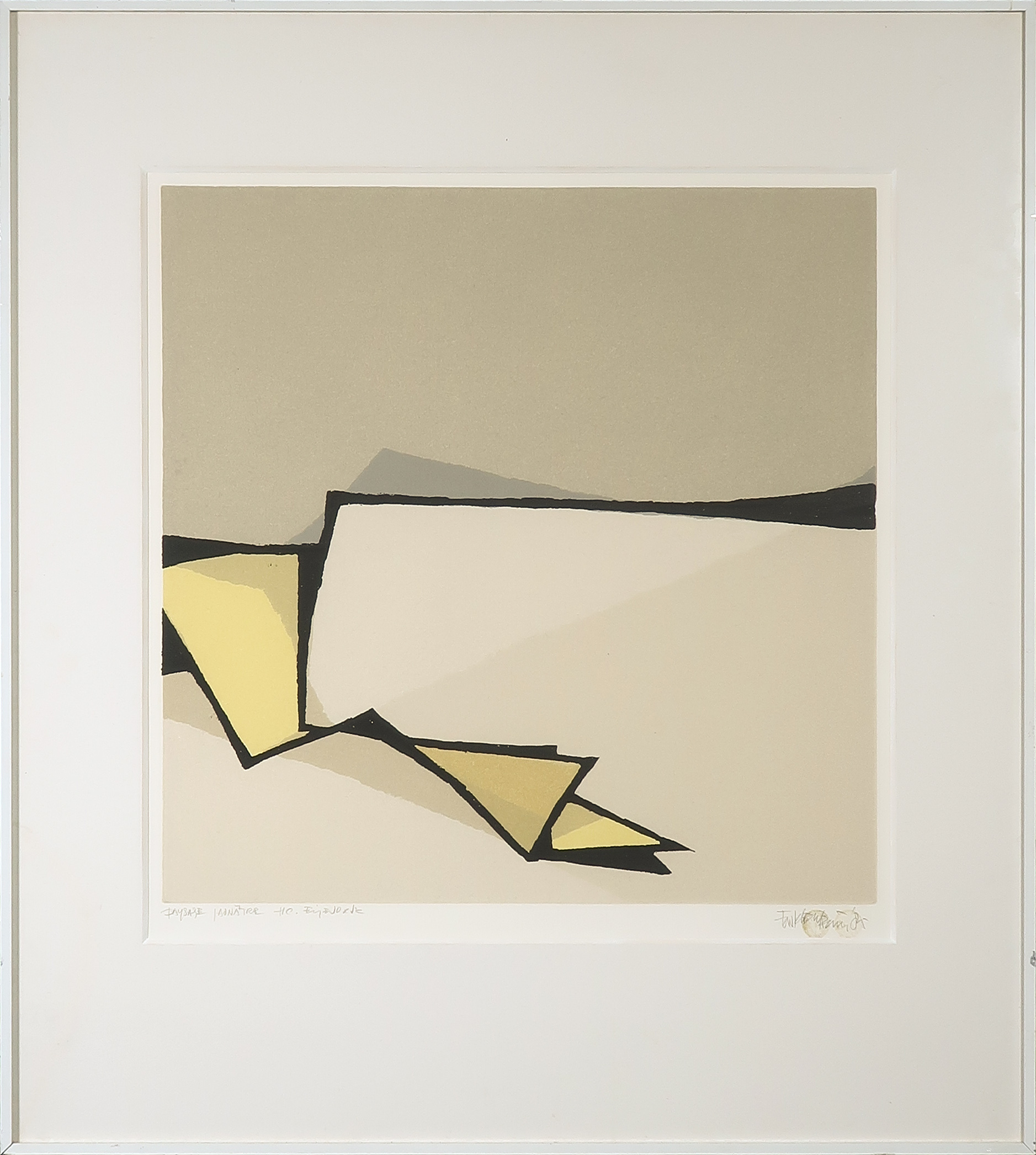 Fon Klement - Boardsnede, Paysage Jauniere - Ingelijst verkocht voor € 120!