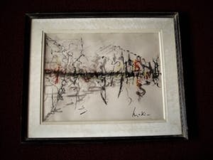 Niet of onleesbaar gesigneerd - Fascinerende grote Amerikaanse? Gouache "SkyLine" gesigneerd kopen? Bied vanaf 10!