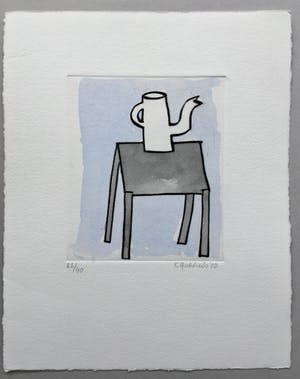 Klaas Gubbels - ets met aquarel ingekleurd - ‘Kan op tafel’ - oplage 40 ex kopen? Bied vanaf 245!