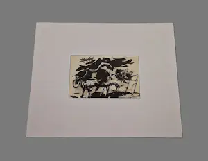 Theo Beerendonk - in 1950 geschilderde oost-Indische inkttekening "Beasts" gesigneerd kopen? Bied vanaf 68!