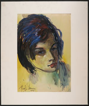 Paul Daenen - Gemengde techniek op papier, Portret - Ingelijst kopen? Bied vanaf 35!