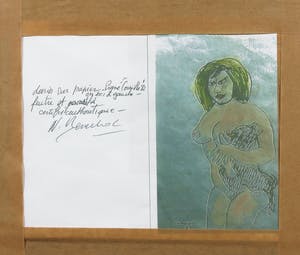 Corneille - Ingelijste pastel- en viltstifttekening, Femme et chat noir kopen? Bied vanaf 1!