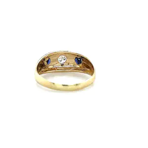 Zeitloser Vintagering in 14 Karat (585) mit Saphiren und Brillant kopen? Bied vanaf 390!
