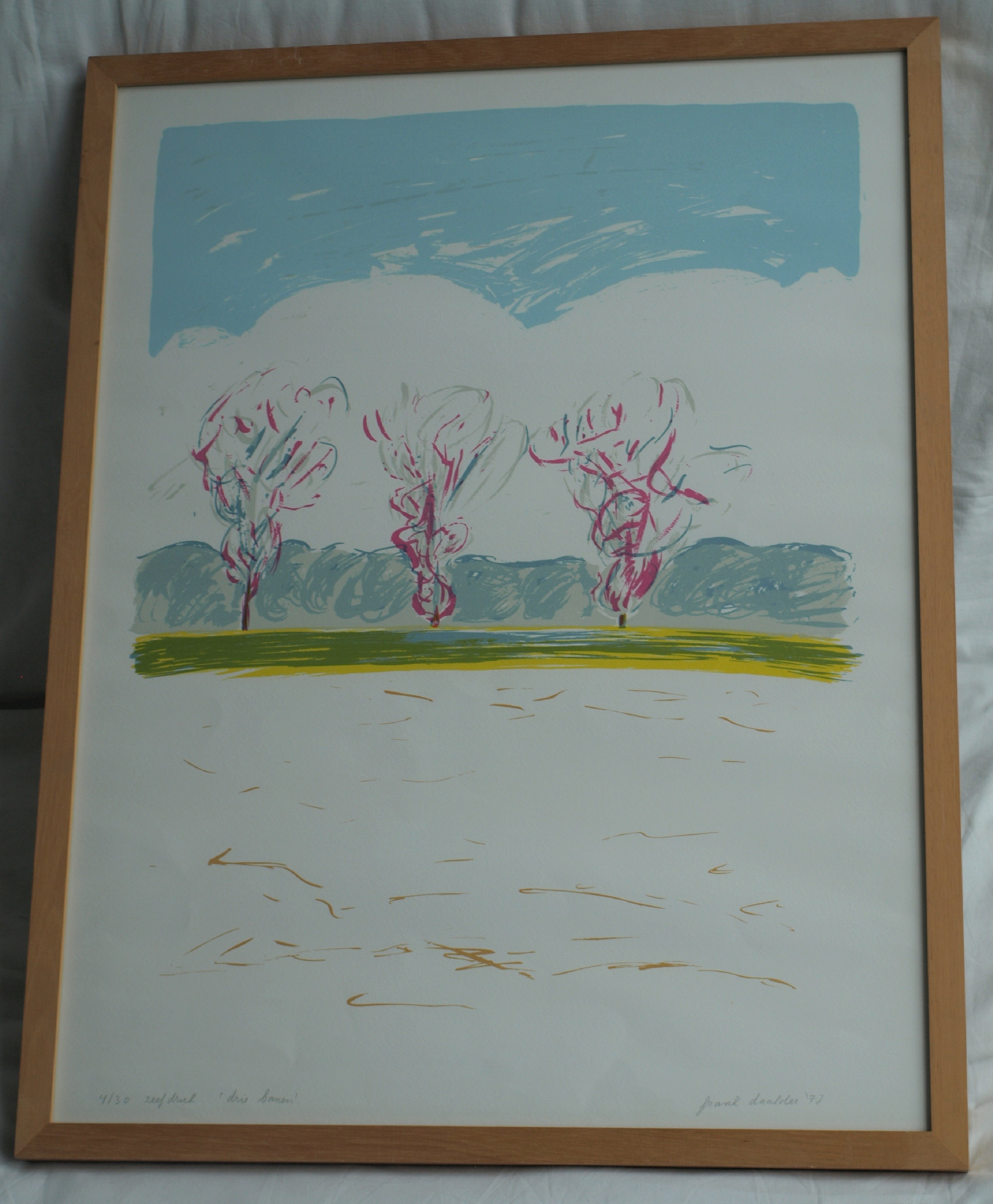 Frank Daalder - Zeefdruk , Drie bomen – gesigneerd & ingelijst - 1977  kopen? Bied vanaf 1!
