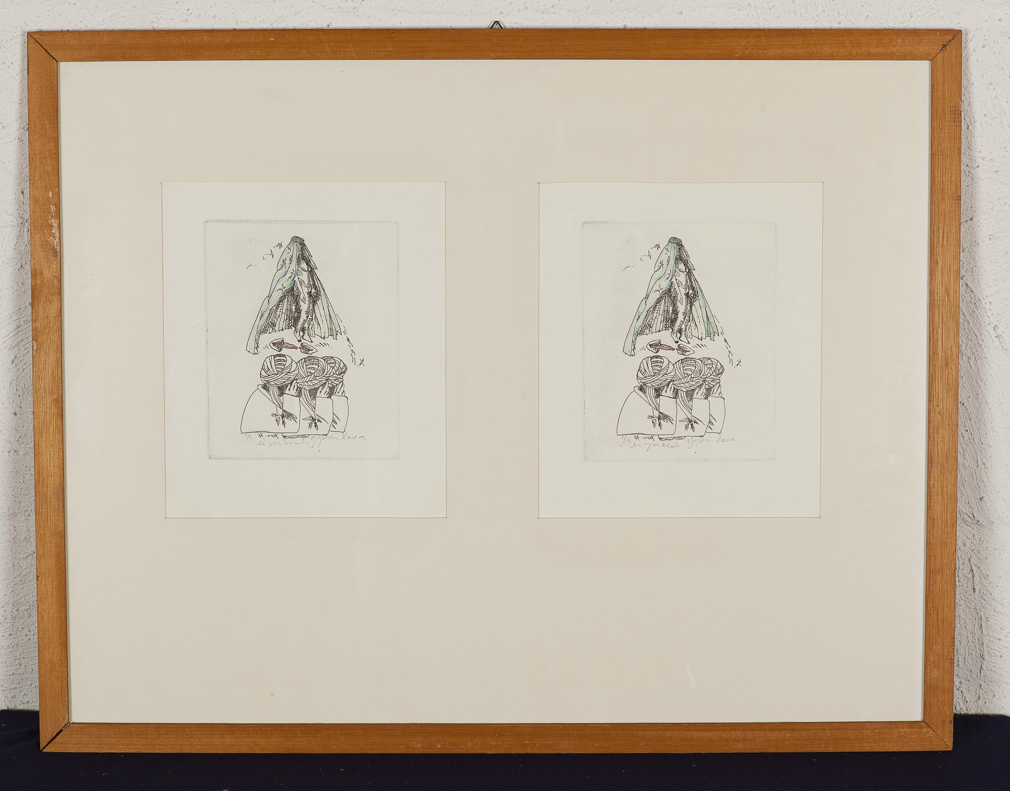 Josien Brenneker - Ets en kleurpotlood op papier - Afghan love - oplage 2/5 - BKR Eindhoven - 1977 kopen? Bied vanaf 1!